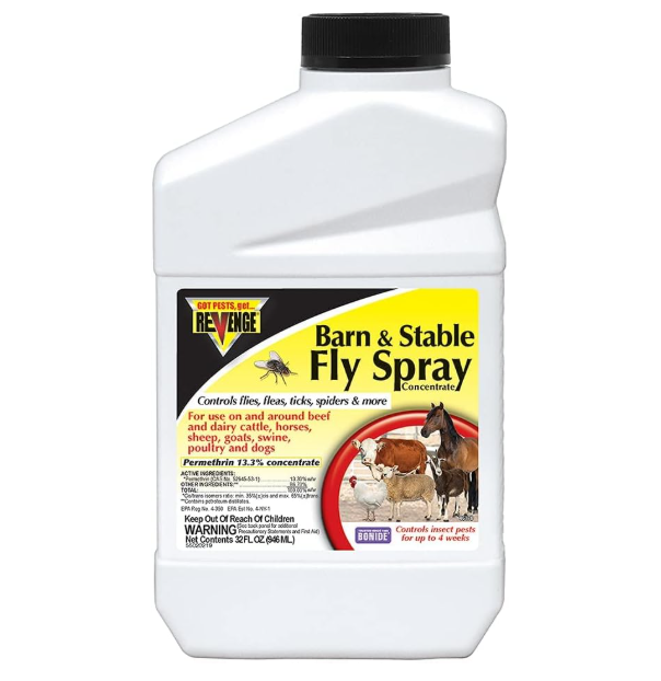 Barn & Stable Fly Spray bottle with label on a white background