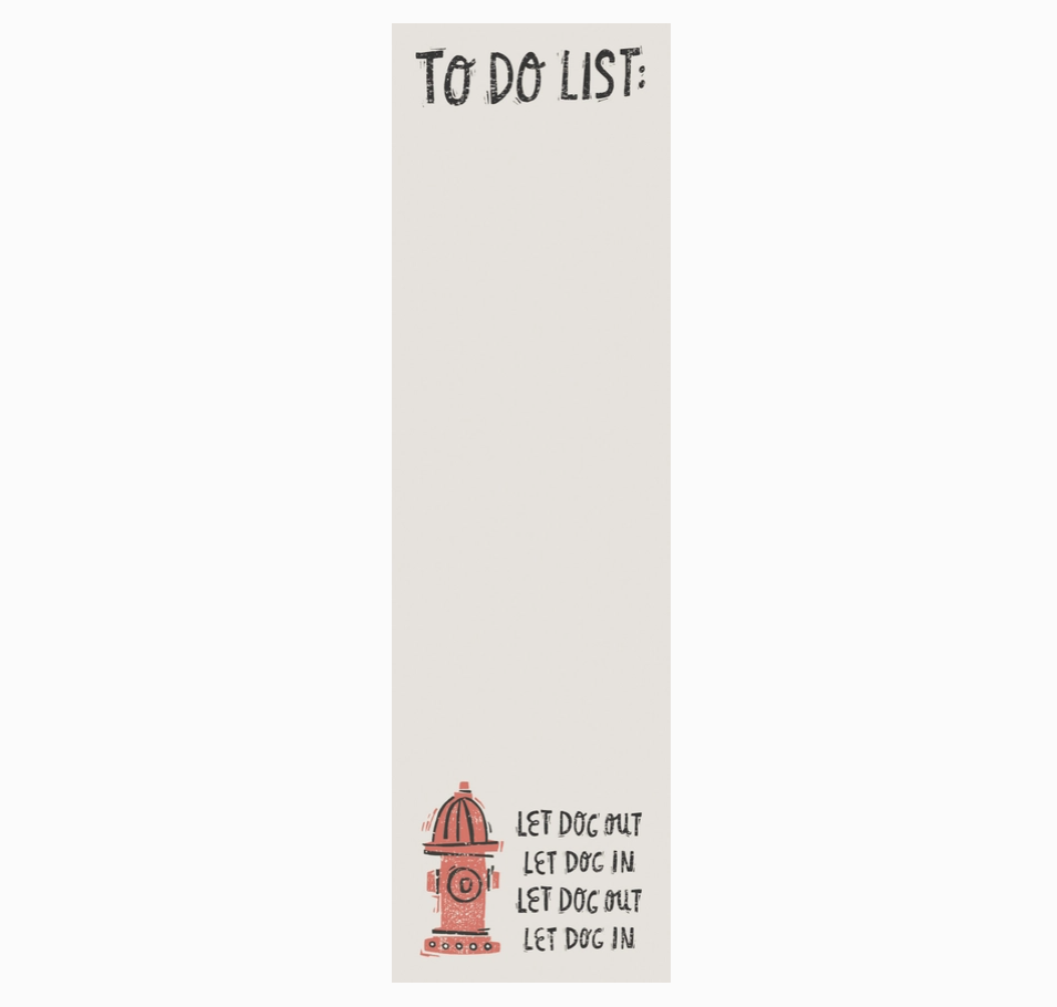 To-do list with a fire hydrant illustration and text on a white background