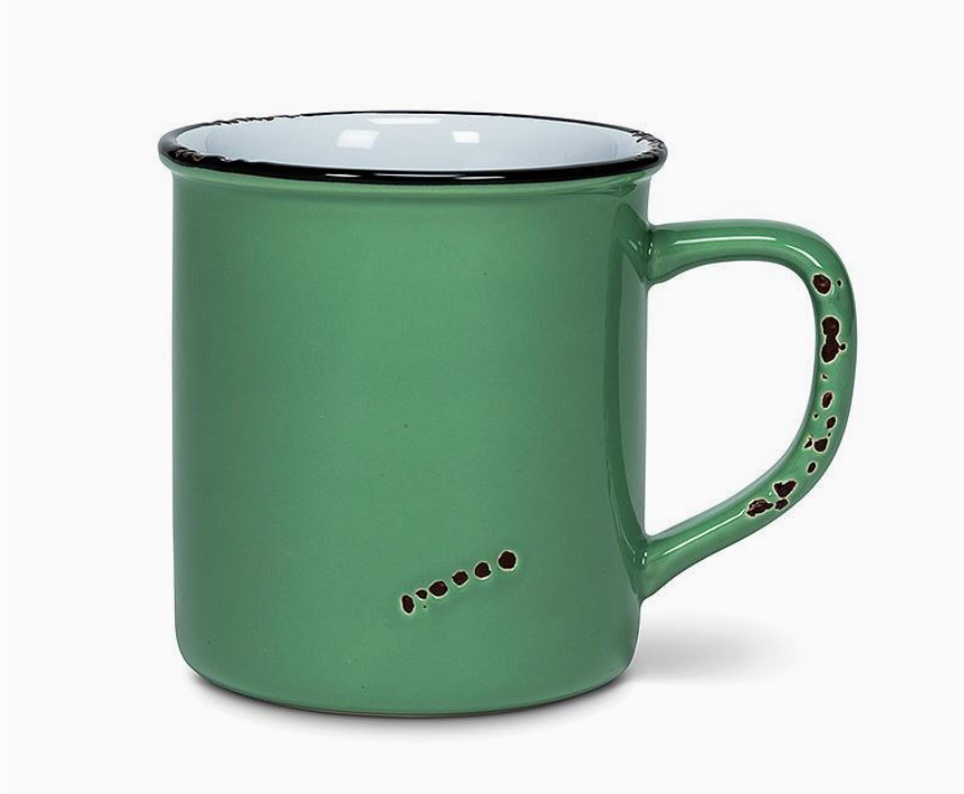 Green coffee mug on a white background.