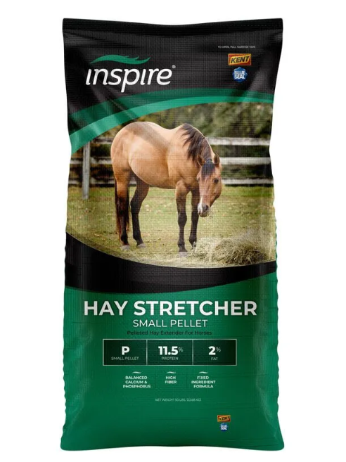 Bag of Inspire Hay Stretcher Small Pellet with a horse on the label