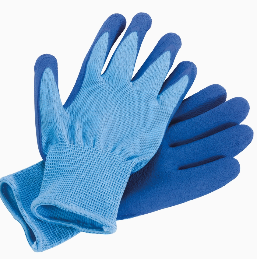 Pair of blue gloves on a white background