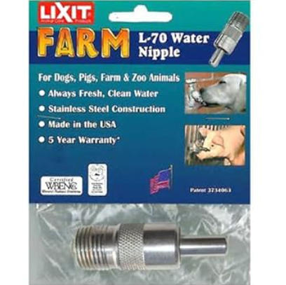 LIXIT Farm L-70 Water Nipple packaging with product and branding details.