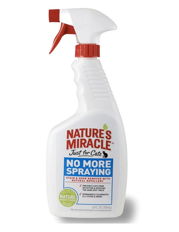 Nature's Miracle no more spraying product for cats on a white background