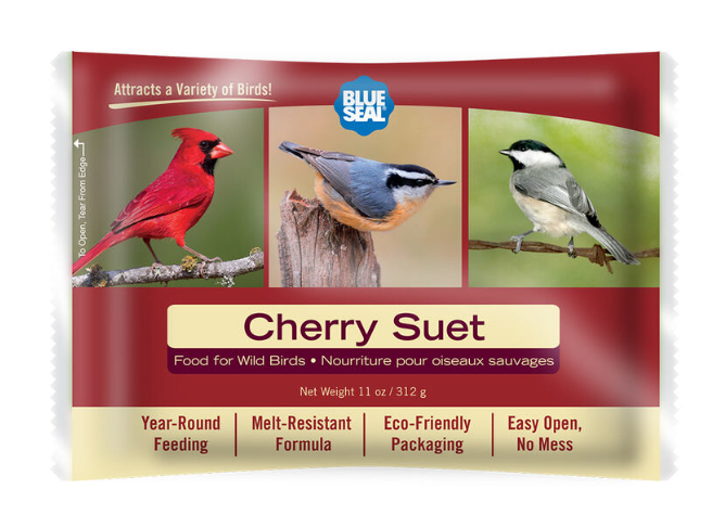 Blue Seal Cherry Suet package with images of birds on a white background