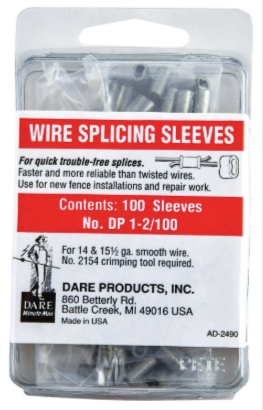 Packaging of wire splicing sleeves with Dare Products, Inc. branding.