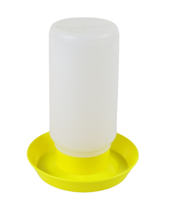 Yellow base with a white plastic container on a white background