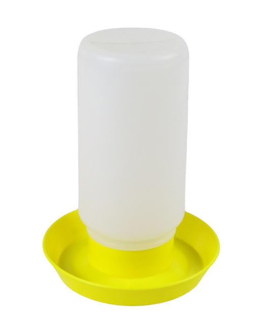 Yellow base with a white plastic container on a white background