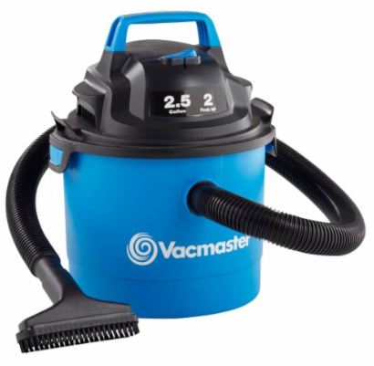 Blue and black Vacmaster vacuum cleaner on a white background