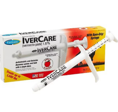 Ivercare vermiculite paste with Sure-Grip Syringe and packaging on a white background