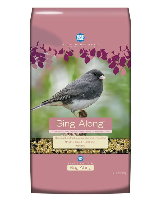 Bag of Blue Seal Wild Bird Feed with a bird illustration on a white background