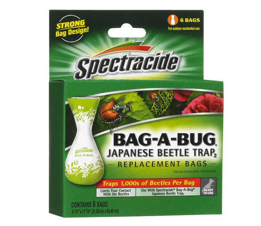 Box of Spectracide Bag-A-Bug Japanese Bettle trap replacement bags on a white background.