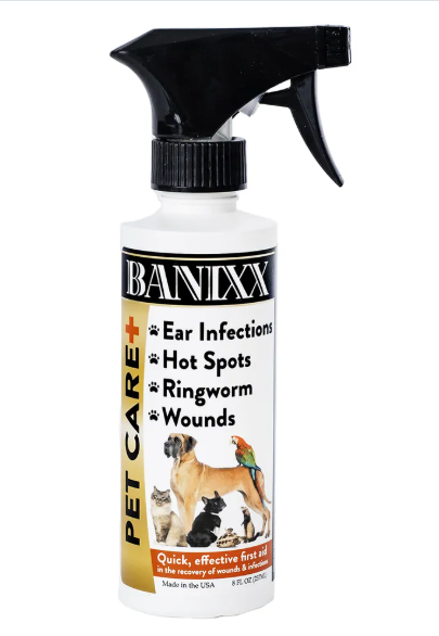Banixx Pet Care spray bottle on a white background