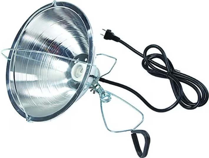 Metal halide lamp with a cord on a white background