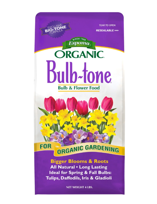 Bag of Espoma Organic Bulb-tone Bulb & Flower Food with floral design on a white background
