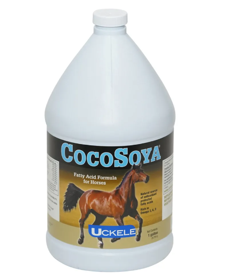 CocoSoya fatty acid formula for horses on a white background