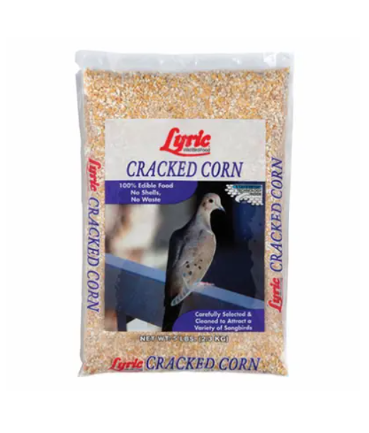 Bag of Lyric Cracked Corn with a bird on the label