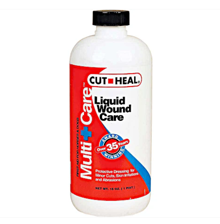 Bottle of Cut Heal MultiCare Liquid Wound Care on a white background