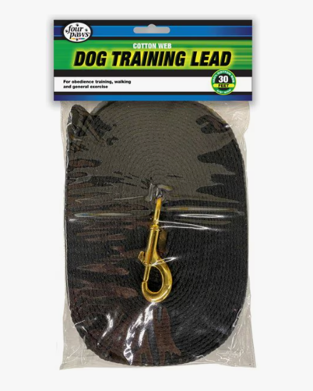 Dog training lead in packaging with brand label