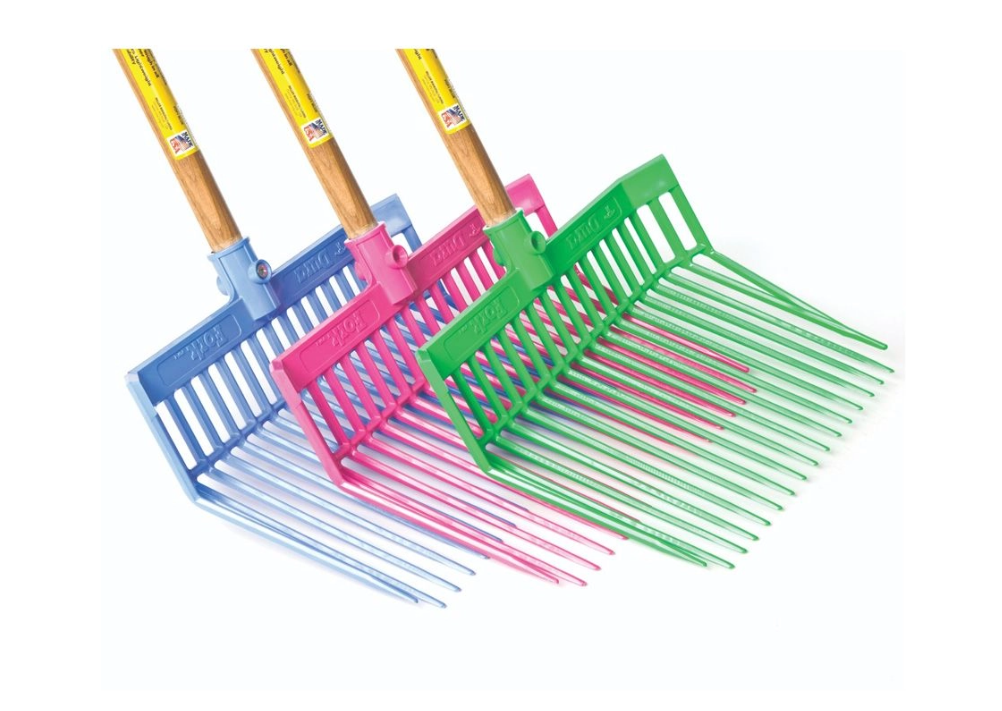 Set of colorful stable forks on a white background