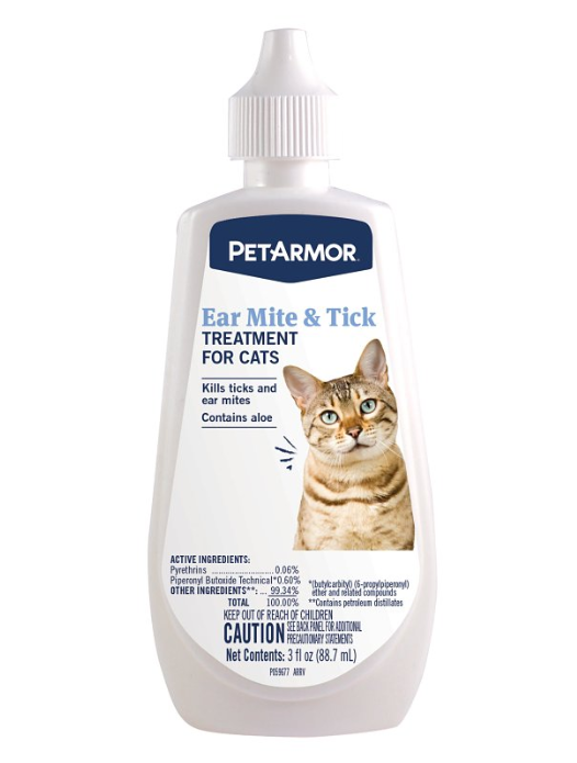 PetArmor ear mite and tick treatment for cats on a white background