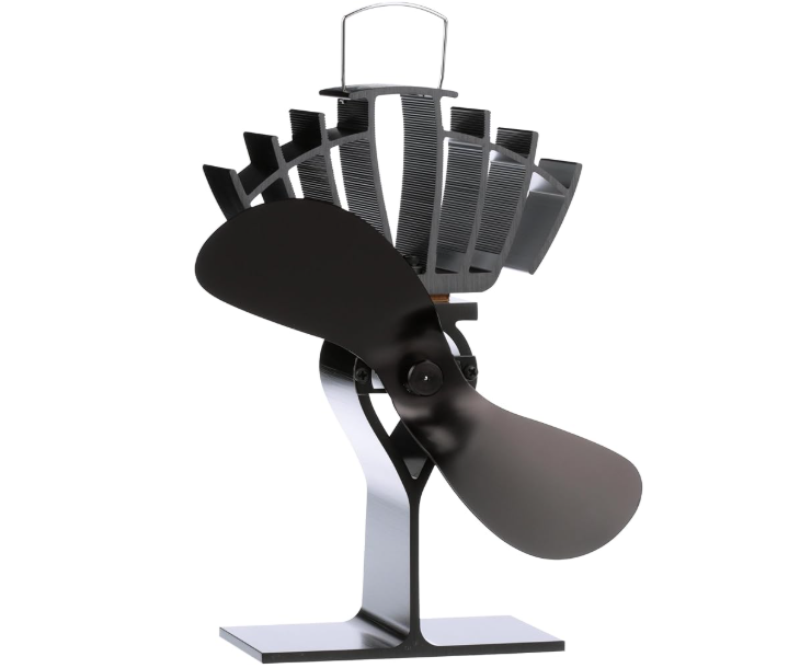 Black stove fan on a white background