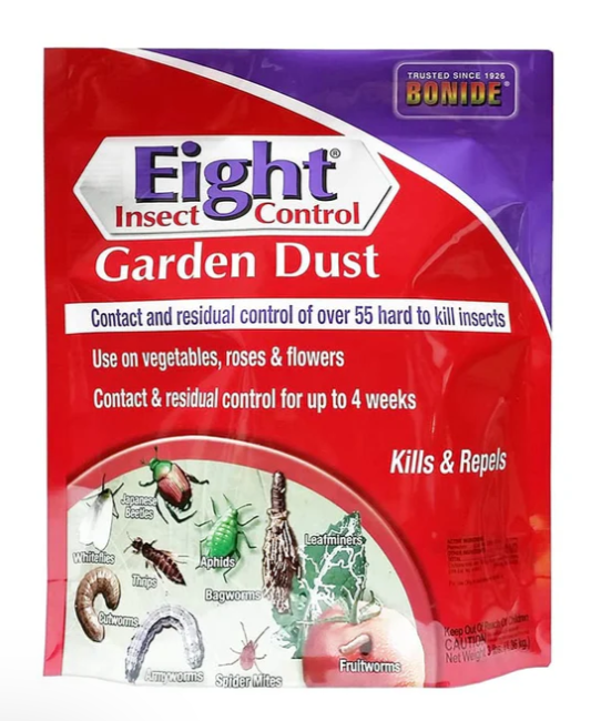 Bag of Eight Insect Control Garden Dust with Bonide logo on a white background