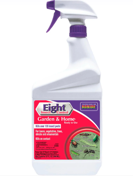 Eight Insect Control Garden & Home spray bottle on a white background