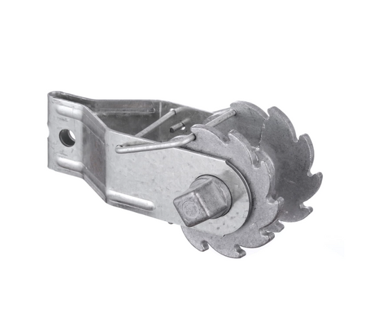 Metal fence tightener on a white background.