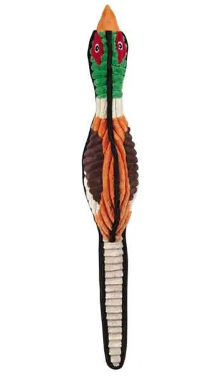 Colorful bird-shaped toy on a white background