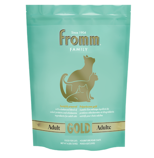 Fromm Family pet food package for adult cats on a white background