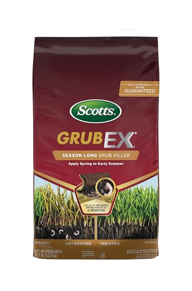 Scotts GrubEX season-long grub killer packaging on a white background