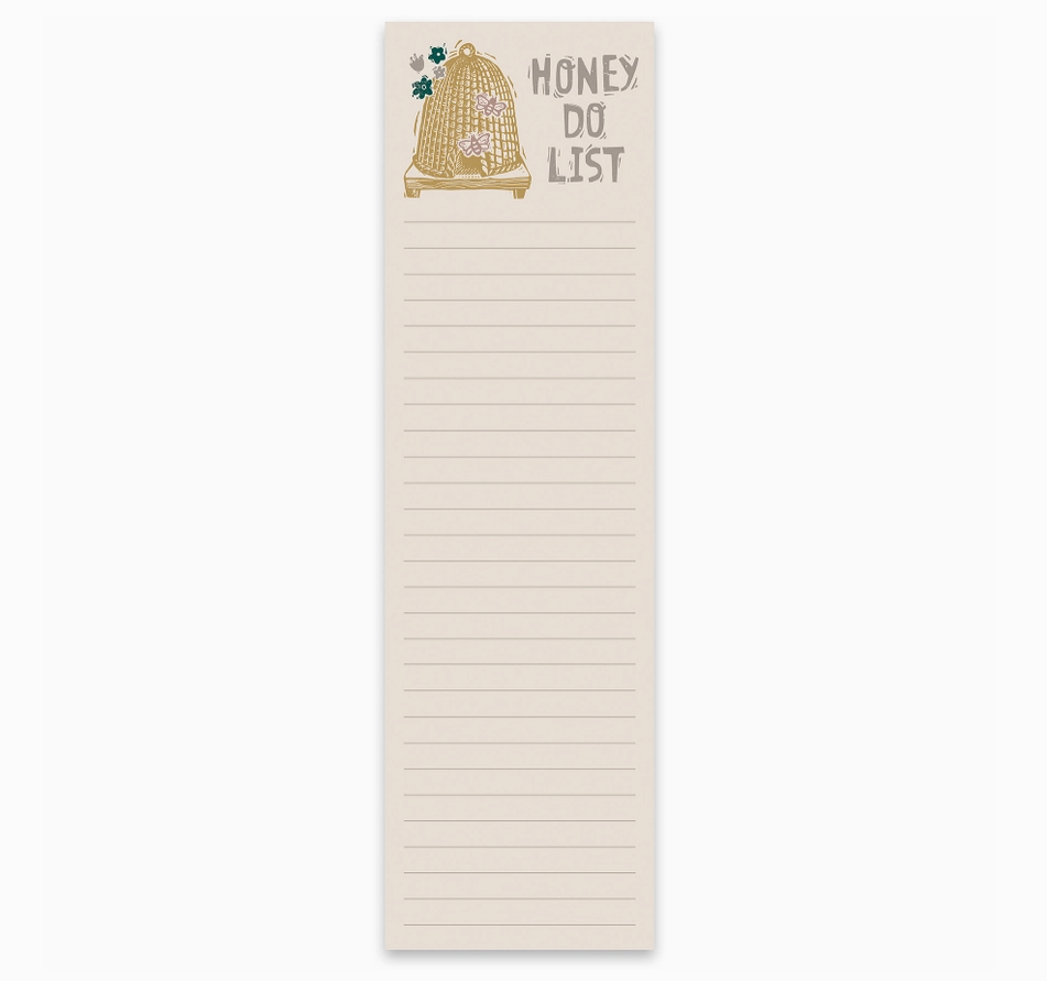 Notepad with 'Honey Do List' text and bee design on a white background