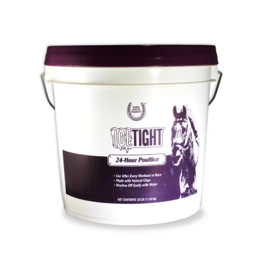 White bucket with purple lid labeled 'Ice Tight' on a white background