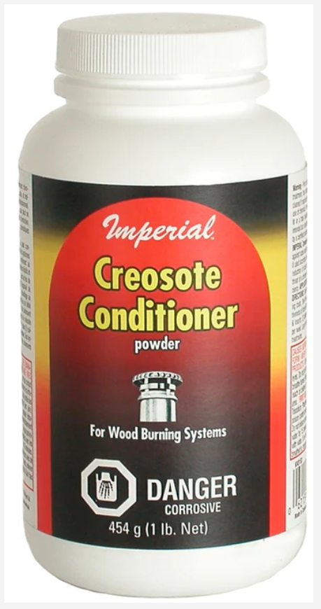 Bottle of Imperial Creosote Conditioner powder with a white cap on a white background