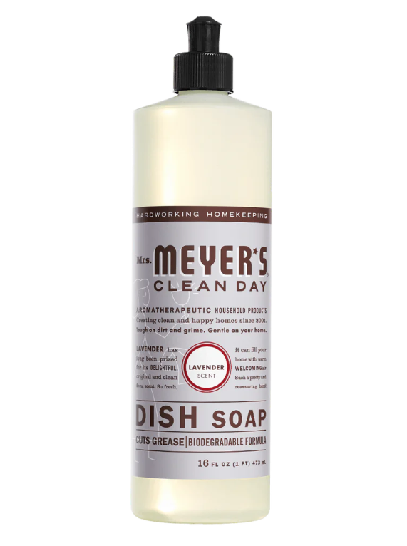 Meyer's Clean Day dish soap bottle on a white background