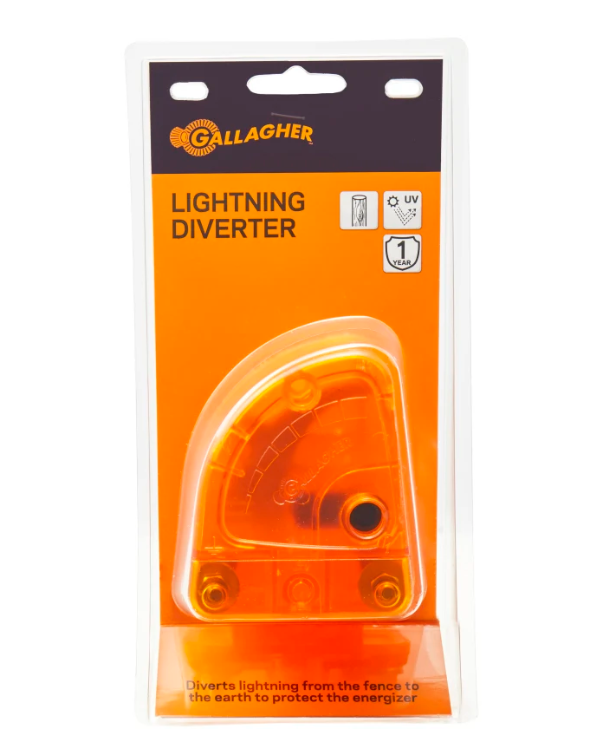 Gallagher lightning diverter in orange packaging on a white background.