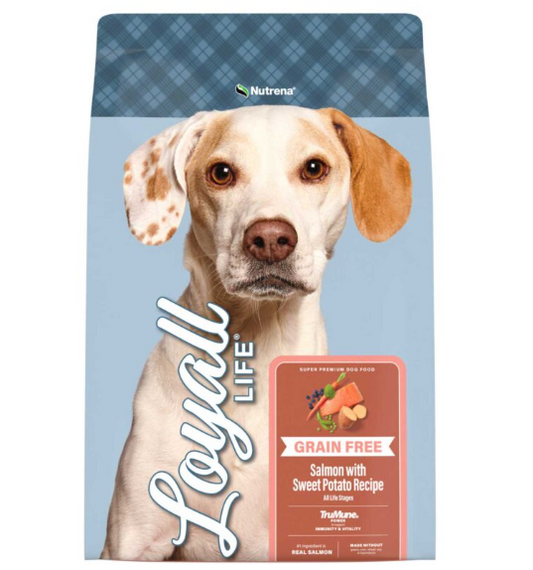 Dog food package with a dog on the front and Nutrena branding