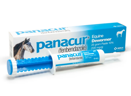 Panacur Equine Devwormer with packaging on a white background