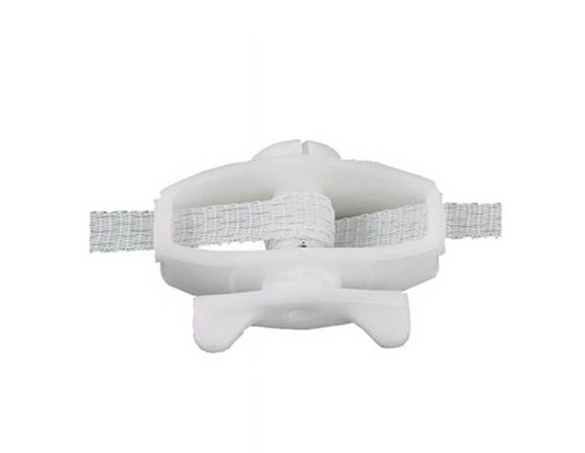 Plastic poly tape wire tightener on a white background.