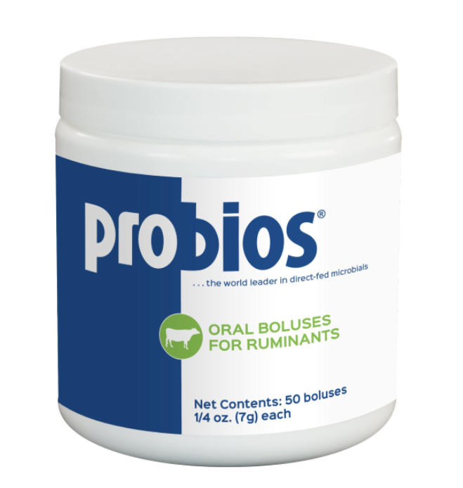 Probios container for oral boluses for ruminants on a white background