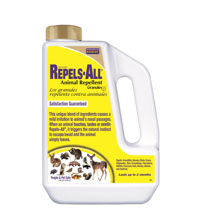 Repels-All animal repellent container on a white background