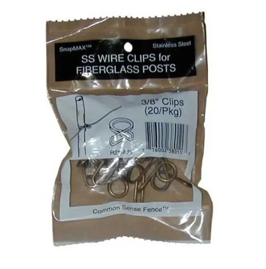 Package of SS Wire Clips for Fiberglass Posts with visible brand name and product details.