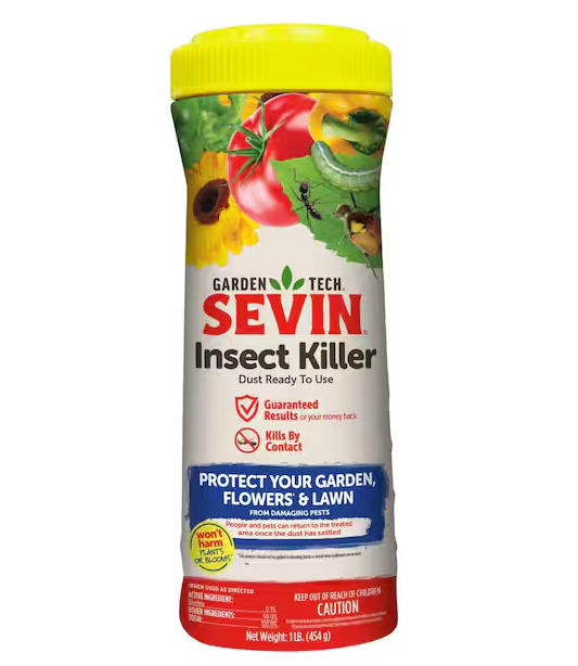 Sevin Insect Killer container with colorful label on a white background