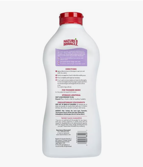 Bottle of Nature's Miracle pet product with a red cap on a white background