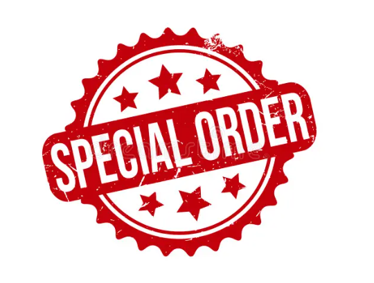 Red 'SPECIAL ORDER' stamp with stars on a white background