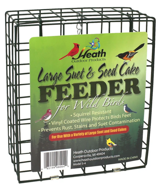 Heath Outdoor Products bird feeder with label on a white background