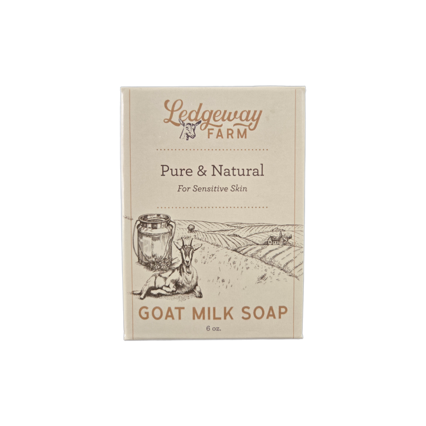 Ledgeway Farm goat milk soap packaging on a white background