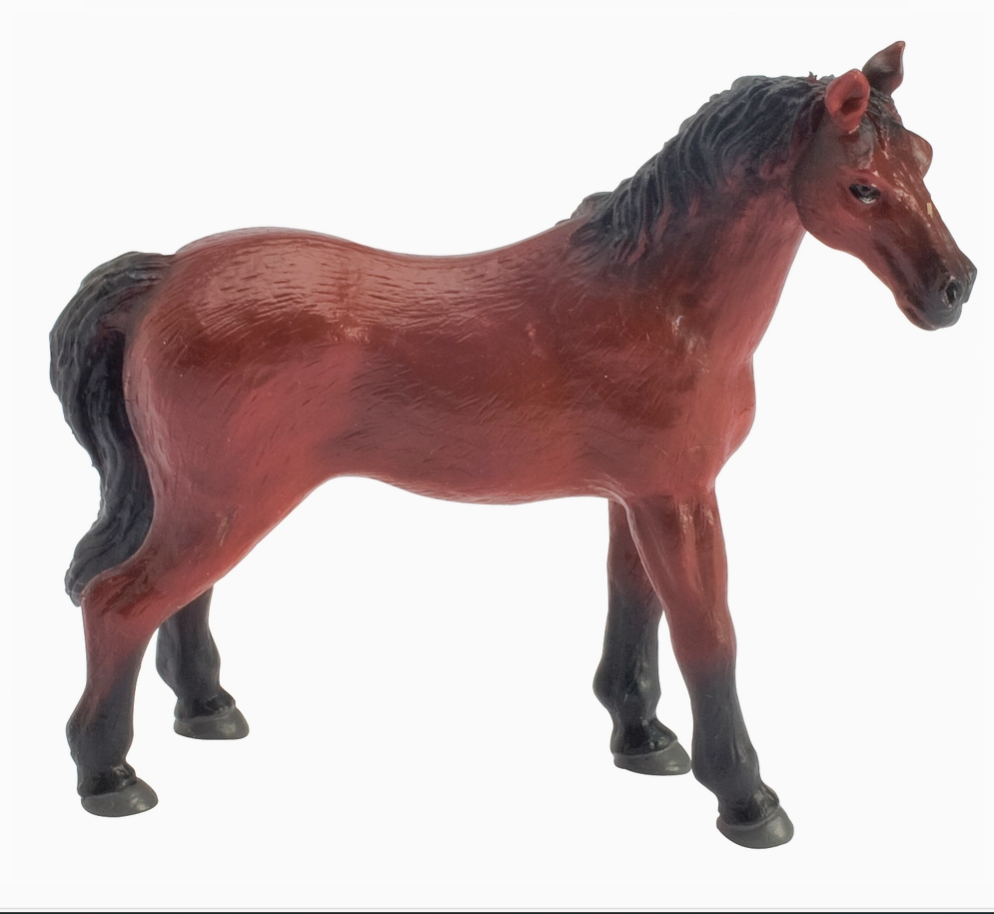 Model horse figure on a white background