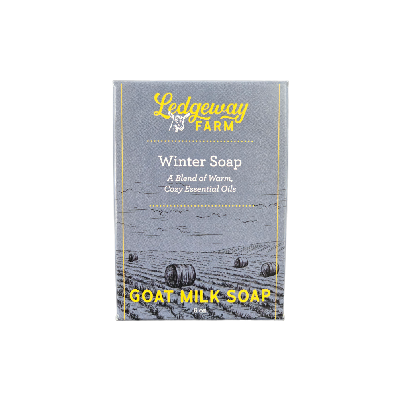 Ledgeway Farm goat milk soap packaging on a white background