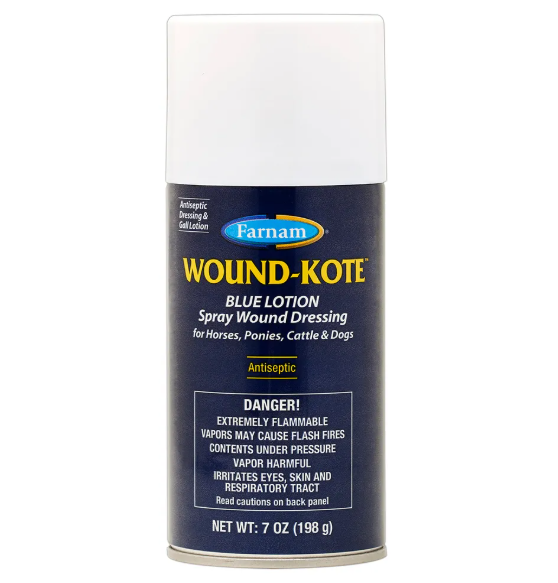 Farnam Wound-Kote Blue Lotion spray can on a white background